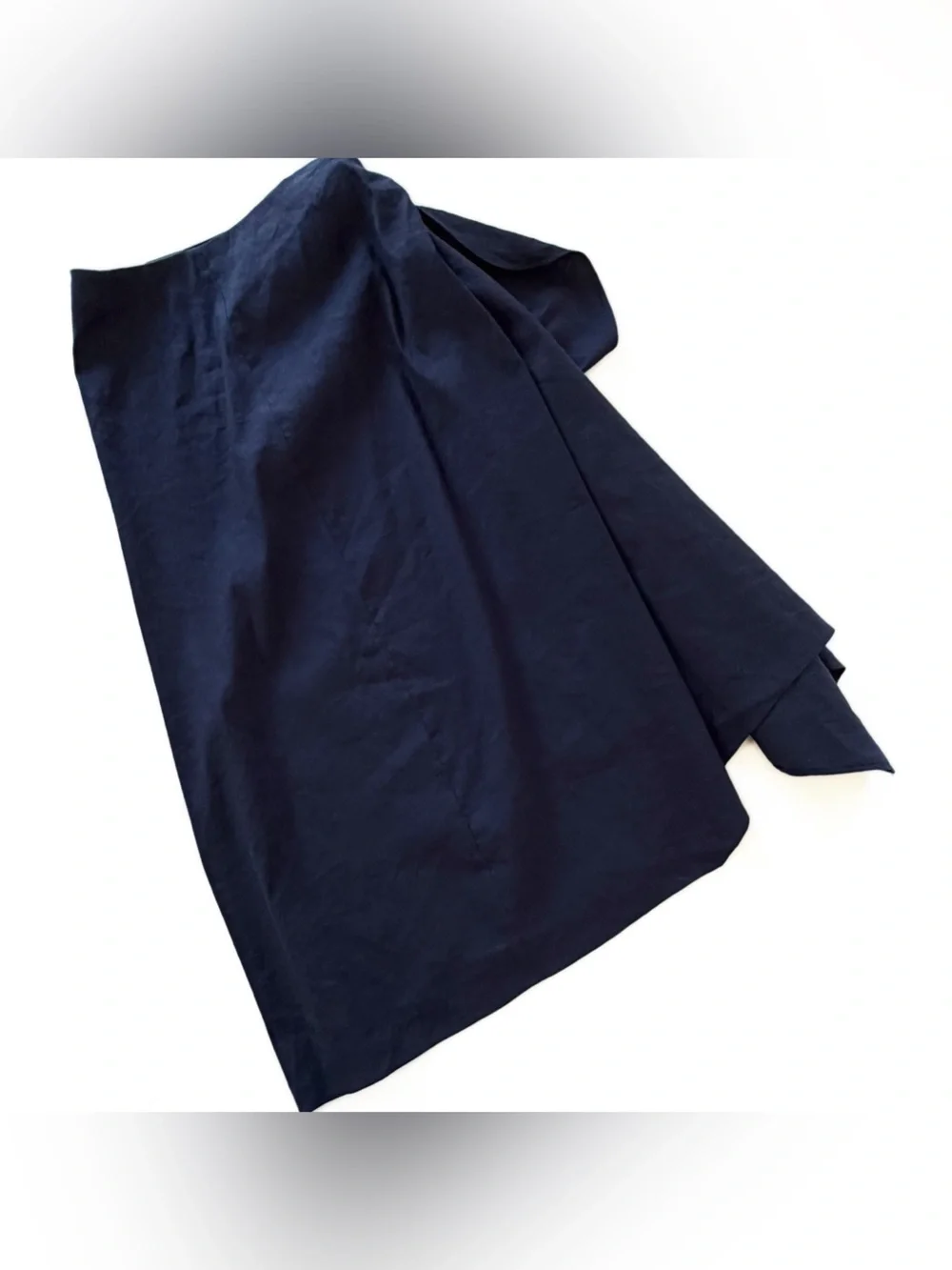 Vince Skirt Womens 2 Navy Blue Asymmetric Faux Wrap Belted Linen Blend